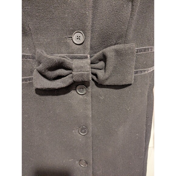 Elle Size Small Black Button Up Peacoat With Bow Coat - Picture 8 of 8